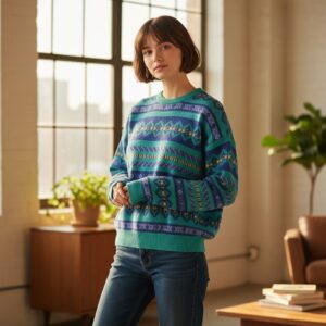 Blue Geometric Pattern Sweater