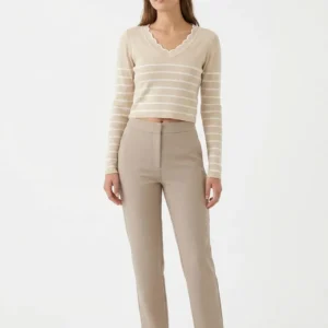 Beige Stripe Knit Top